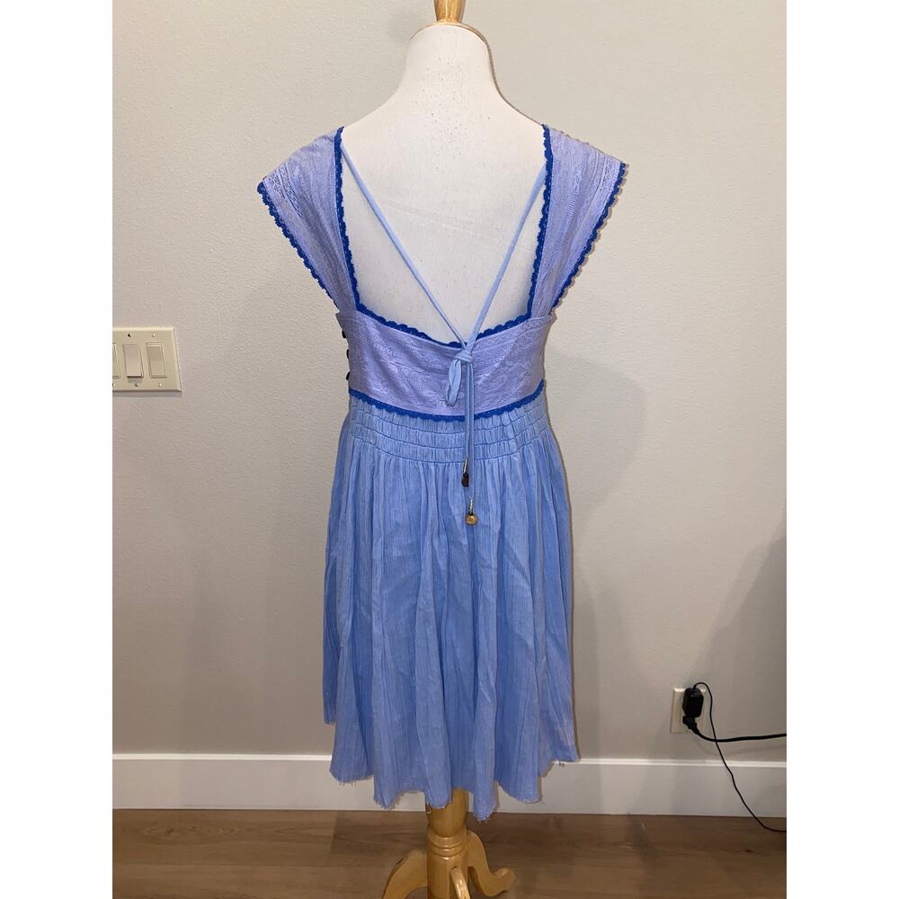 Free People Heartland Mini Dress Sleeveless Blue size Large - Picture 4 of 6